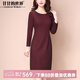 甘甘的世界婚慶婆婆裝2025春秋裝新款連衣裙長(cháng)袖中年女裝婚宴禮服 暗紅色長(cháng)袖 2XL 適合125-135斤
