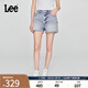 Lee25新品舒適版毛邊設計天絲淺藍色水洗女牛仔短褲潮流A08078 淺藍色 27