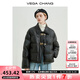 VEGA CHANG2025年冬新款啞光皮美拉德羽絨服女冬小個(gè)子外套ins 黑色 S
