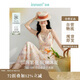 茵曼（INMAN）茶歇碎花印花女裝V領(lǐng)吊帶連衣裙2025春季新品收腰裙子 冰粉橙 M