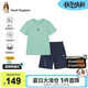 暇步士（Hush Puppies）童裝兒童套裝25夏中大童透氣短袖男童速干運動(dòng)短褲 海浪綠  170 