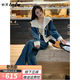 她芙（tafu）品牌女裝小香風(fēng)套裝女2025春秋新款時尚百搭牛仔外套闊腿褲兩件套 藍(lán)色 M 100-110斤