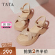 他她（TATA）涼鞋女鞋2025夏季新款休閑厚底法式氣質(zhì)時(shí)裝涼鞋女 杏色 36