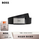 BOSS博斯【禮物】男士2025年新款徽標圖案牌扣粒面牛皮革腰帶 001-黑色 125cm