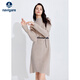 Navigare意大利小帆船含羊絨女士連衣裙2025春秋季舒適親膚休閑高領(lǐng)裙子 淺卡其 M