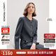 朗姿小香風(fēng)上衣圓領(lǐng)春季新款氣質(zhì)設計感通勤灰色短外套/褲子 深灰色西裝 S