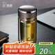 希諾抗菌玻璃杯雙層透明水杯男士高檔泡茶杯子XN-1926中閃銀灰 370mL