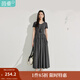 茵曼（INMAN）簡(jiǎn)約通勤針織拼接連衣裙2025夏季女裝新品短袖層次感長(zhǎng)裙子 黑灰色 M