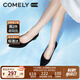 COMELY康莉粗高跟單鞋女春季新款舒適軟底尖頭職業(yè)風(fēng)工作鞋子 黑色*絨面 40