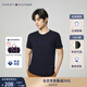 TOMMY HILFIGER【重工刺繡】夏男女平紋針織純棉潮流簽字體刺繡短袖上衣T恤 藏青色DW5 L (推薦：150-165斤)
