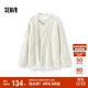 森馬（Semir）毛衣女冬圍巾蕾絲V領(lǐng)絞花寬松2025優(yōu)雅小性感套頭衫109725107011
