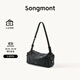 Songmont【李娜同款】山下有松循跡mini相機包頭層牛皮女單肩斜挎手機包 煙墨黑（白鋼五金）預售15天