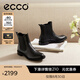 愛步（ECCO）靴子女 時(shí)尚潮流百搭冬季切爾西女靴牛皮粗跟短靴女 型塑266503 黑色26650301001 35