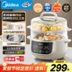 美的（Midea）電燉鍋電蒸鍋電燉盅隔水燉 0涂層不銹鋼內(nèi)膽多功能煮粥煲湯燕窩燉盅4.5L白瓷燉蒸燉一體MD-DZC2556