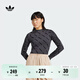 adidas街頭滑板文化修身運動打底上衣長袖T恤女裝阿迪達斯三葉草 碳黑   M