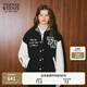 Teenie Weenie小熊春季學(xué)院風(fēng)休閑紅色棒球服保暖棉服棉襖外套女裝 黑色 L (170)