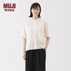 無印良品（MUJI）女式 萊賽爾混五分袖罩衫短袖t恤上衣女款內(nèi)搭女裝25年秋季 米白色 M (160/84A)