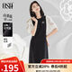 歐莎（OSA）法式假兩件拼接連衣裙女夏季新款小個(gè)子氣質(zhì)泡泡袖小黑裙 黑色 XL