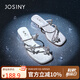 卓詩(shī)尼繞帶一字帶2025新款休閑女拖鞋夏水鉆蝴蝶氣質(zhì)時(shí)裝拖鞋 銀白色 37