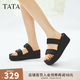 他她（TATA）休閑厚底拖鞋女鞋松糕外穿坡跟涼拖2025秋季新款CT401BT5 黑色 37