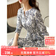 尚都比拉新中式國(guó)風(fēng)連衣裙夏裝青花瓷印花氣質(zhì)收腰顯瘦裙子 白底藍(lán)花 L