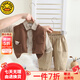 G.DUCKKIDS小黃鴨童裝兒童裝男童套裝春秋1-3歲小孩子衣服小熊毛衣三件套潮 咖啡色 cm 80