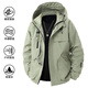 NANFU夾克男士外套2025秋冬新款連帽沖鋒工裝加絨保暖防沷水上衣服男裝 豆綠色 L 推薦125-155斤