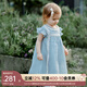 OAK FAMILY夏季2025新品衣服童裝短袖連衣裙女寶寶苧麻女童寬松裙子 藍(lán)霧色 90 cm