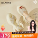 達(dá)芙妮（DAPHNE）涼鞋女外穿2024夏季新款仙女風(fēng)露趾百搭厚底女鞋一字帶軟底沙灘鞋 米色 跟高5.5cm 37 (235mm) 標(biāo)準(zhǔn)碼