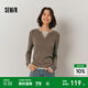 森馬（Semir）毛衣女短款假兩件含羊毛針織衫2024冬季新款修身保暖軟糯v領(lǐng)內搭 白咖色調00415 M /155/80A