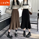 紅蜻蜓黑色魚(yú)尾裙女秋冬2025新款高腰包臀裙中長(cháng)款A字裙半身裙半裙長(cháng)裙咖色L 建議106-115斤