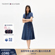 TOMMY HILFIGER25新款夏季女裝純棉氣質休閑收腰顯瘦中長款牛仔連衣裙45495 牛仔藍1BJ 34 S