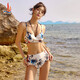 三奇分體泳衣女長(cháng)袖三件套比基尼中國風(fēng)氣質(zhì)溫泉海邊度假游泳裝米白M