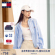 TOMMY JEANS【輕薄連帽】25秋冬女裝復古潮流美式休閑運動夾克外套 天藍色C3Q M （推薦：115-125斤）