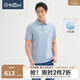 金利來(lái)【冰氧酷/涼感】春夏新款短袖polo衫男士商務(wù)時(shí)尚豎條紋翻領(lǐng)T恤 15淺藍(lán) XL 180/96A 推薦140-150斤