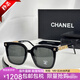 香奈兒（Chanel）太陽(yáng)眼鏡女士顯瘦大框修飾鑲鉆抗UV太陽(yáng)眼鏡CH0754送女友老婆禮物 黑金色