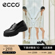 愛(ài)步（ECCO）厚底樂(lè )福鞋女倪妮同款英倫風(fēng)一腳蹬厚底增高牛皮女鞋 蹤跡220723 黑色22072301001 38 （尺碼偏?。? title=