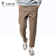 與狼共舞【內里加絨】絨感厚實(shí)松緊褲子燈芯絨保暖九分褲男 701卡其 L