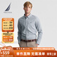 諾帝卡（NAUTICA）【商場同款】男裝春夏新款全棉千鳥格經(jīng)典舒適格紋襯衫男WO4300 深碳灰01C S