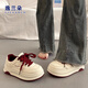 逸蘭朵厚底小白鞋子女秋冬季復古百搭松糕增高板鞋2025新款休閑運動(dòng)鞋 酒紅色 37 (235mm)