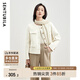 尚都比拉冬季圓領(lǐng)小香風(fēng)毛呢外套女小個(gè)子羊毛呢子大衣短款 米杏色 M 
