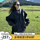 西遇J美式機(jī)能風(fēng)復(fù)古重工外套秋款女裝2024年新款高級(jí)感夾克皮衣 黑色長(zhǎng)款（SS140818） S