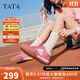 他她（TATA）艾米同款紅色德訓鞋女鞋透氣復古運動(dòng)鞋阿甘鞋SKV01AM5 玫紅/白 38