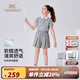 英氏（YEEHOO）女童套裝兒童衣服夏季裝時(shí)尚透氣短袖短褲兩件套運動(dòng)童裝2025新款 氧氣學(xué)院  花灰 【涼感兩件套】 130 cm【順豐包郵&極速達】