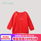 little mori小森林兒童衛衣紅色拜年服加絨圓領(lǐng)上衣新年服 紅色 120 cm/6歲