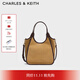 CHARLES&KEITH25秋新復古仿麂皮簡(jiǎn)約手提式托特包生日禮物CK2-30782659-1 Sahara Sand沙色/棕色 S