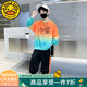 G.DUCKKIDS童裝男童秋裝套裝兒童運動(dòng)裝中大童春秋季漸變衛衣兩件套男孩衣服 橘色 120 建議110-120cm6-7歲