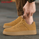奧康男鞋秋冬新款休閑鞋運動(dòng)鞋百搭耐磨增高板鞋 沙丘黃    42   