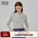Teenie Weenie小熊長袖T恤女2025年春季新款半開襟時尚亨利領(lǐng)鏤空打底衫