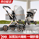 ANGI BABY嬰兒推車可坐可躺嬰兒車輕便折疊新生兒減震高景觀雙向兒童手推車 輕奢儒雅灰【一鍵收車+四輪EVA】